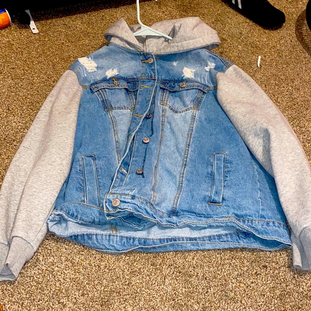 Cute hoodie denim jacket size 1x